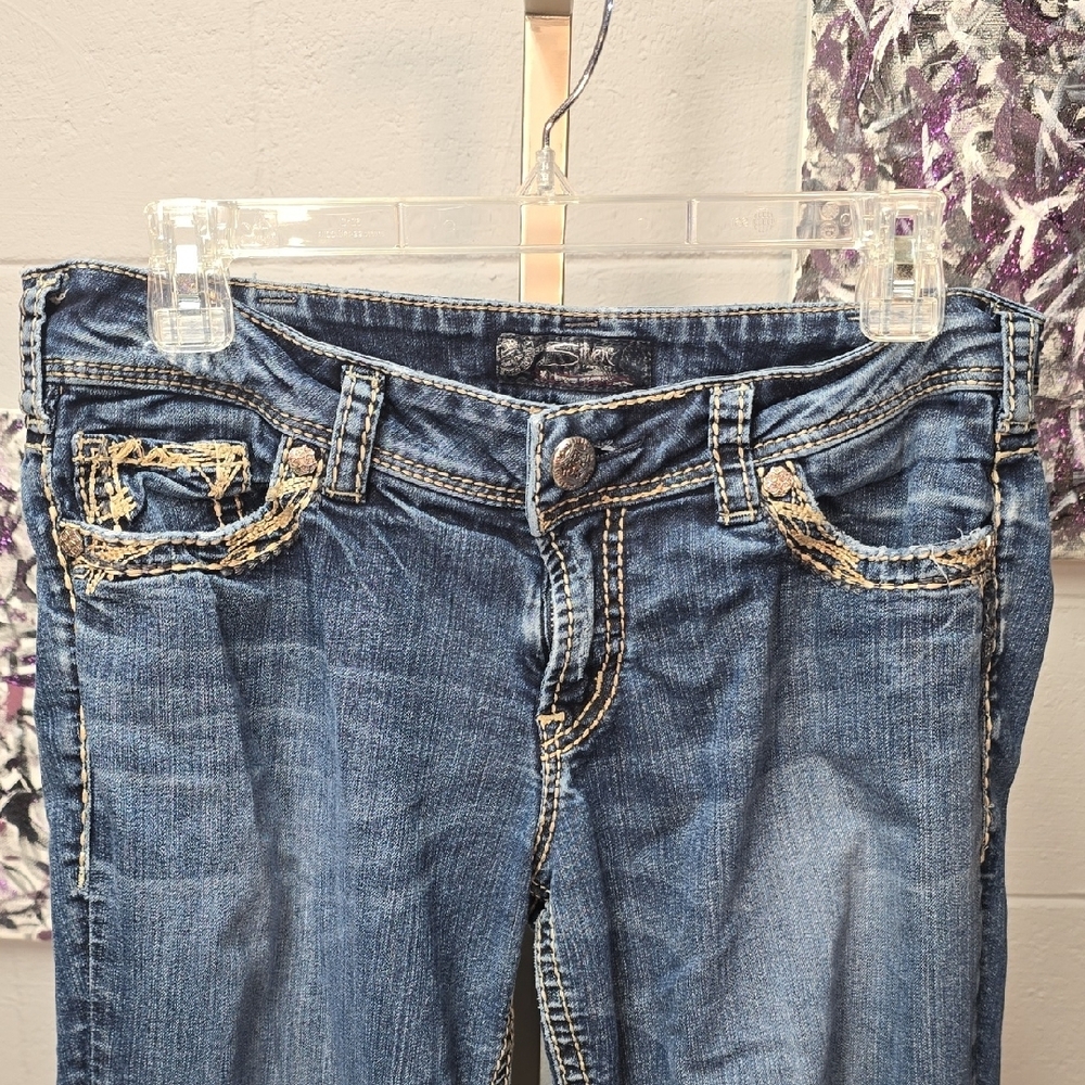 Silver Jeans Dark Blue Straight Leg Denim - Picture 3 of 14